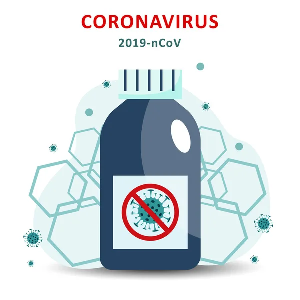 Vettore illustrazione coronavirus vaccino. Fine del nuovo virus corona. Medicina vaccinale 2019-ncov. Siringa per iniezione del virus Corona . — Vettoriale Stock