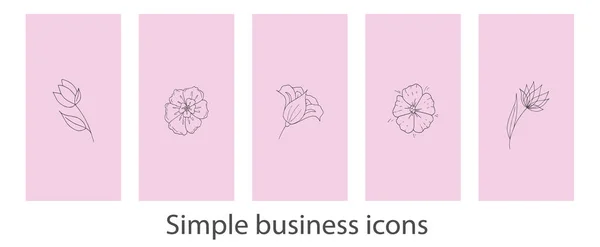 Highlights Stories Covers for popular social media. Perfect for bloggers. Set of hand drawn signs. Doodle flowers simple vector icons. Royalty Free Stock Illustrations