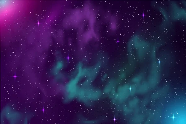 Fondo espacial horizontal con forma abstracta y estrellas. Diseño web. Espacio explorando. Ilustración vectorial de galaxia. Concepto de banner web . — Archivo Imágenes Vectoriales