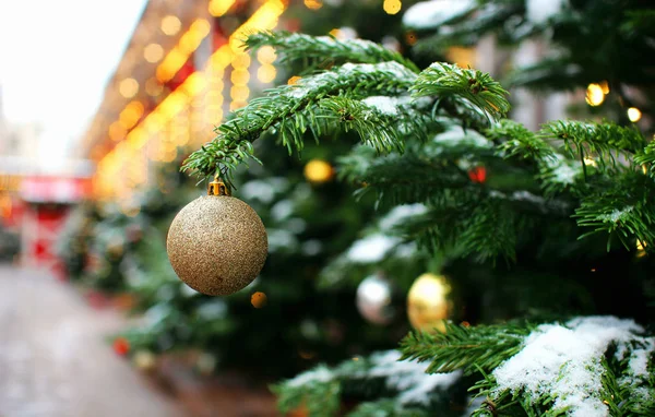 Alberi Natale Splendidamente Decorati Durante Vacanze Capodanno — Foto Stock