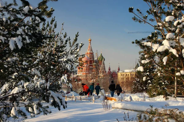 Februari 2018 Moskou Rusland Een Weergave Van Tempel Van Basilicum — Stockfoto