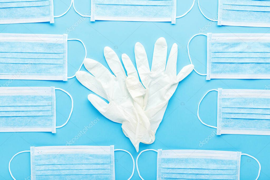 Hand hygiene, rubber gloves medical surgeon face protection for medical worker, doctor nurse. Protective surgical face mask. Prevention coronavirus,Covid-19. Concept medicine health care Hand hygiene.