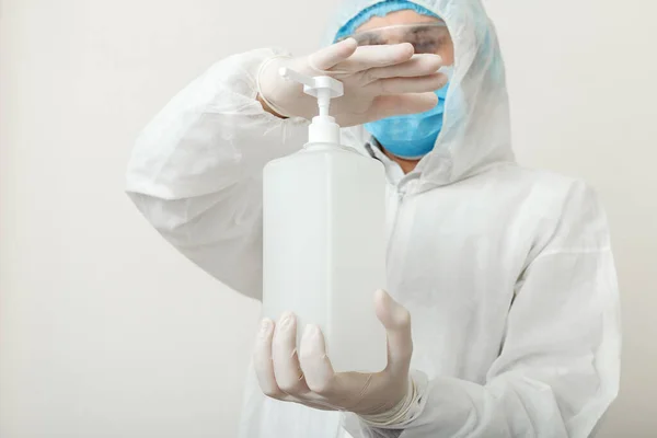 Sanitizer Gel Alcohol Vloeistof Antisepticum Voor Het Reinigen Van Handen — Stockfoto