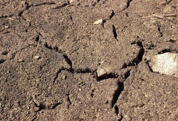 Sand Die Ausgetrocknete Erde Risse Und Einbrüche Sand Das Konzept — Stockfoto