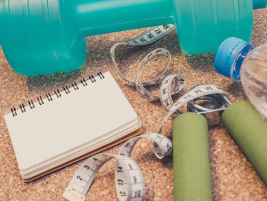 Lay Flat - Dumbbell,  Measuring Tape, Hand Grip, Mineral Water &