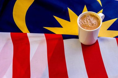 Malaysian Breakfast - Teh Tarik on Malaysia Flag. Teh Tarik is u