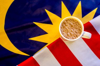 Malaysian Breakfast - Teh Tarik on Malaysia Flag. Teh Tarik is u