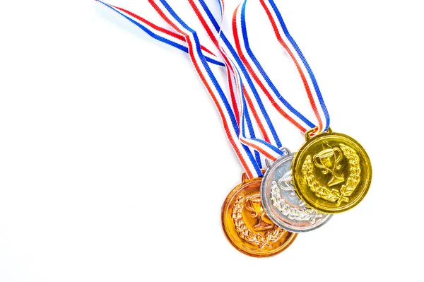 Золото Серебро Бронза Медали Изолированы Белом — стоковое фото