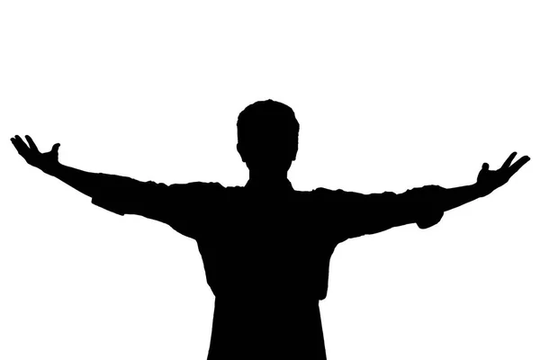 Bilinmeyen bir adamın silueti - kolları tamamen açık