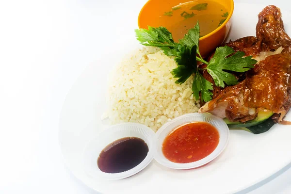 Alimenti Asiatici Malesia Riso Pollo — Foto Stock