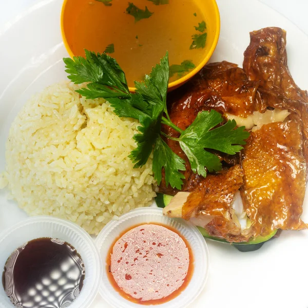 Alimenti Asiatici Malesia Riso Pollo — Foto Stock