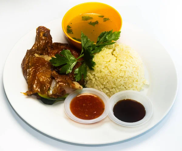 Alimenti Asiatici Malesia Riso Pollo — Foto Stock