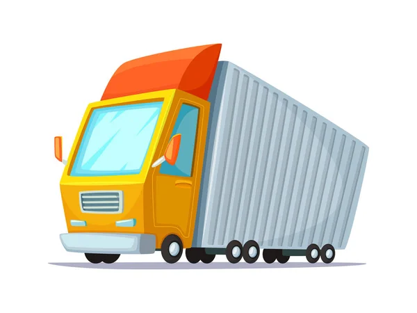 Rajzfilm vektoros illusztráció. Koncepció kialakítása a szállítás teherautó. Tehergépkocsi-közlekedés áruk és konténerek — Stock Vector
