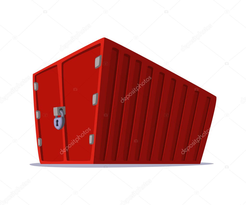 Concept cartoon illustration of cargo container for shipping and transportation work isolated on white background.