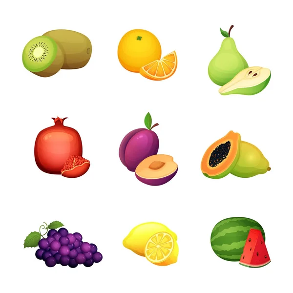 Frutas. Desenhos animados ilustração vetorial de design colorido colheita fazenda fresca . — Vetor de Stock