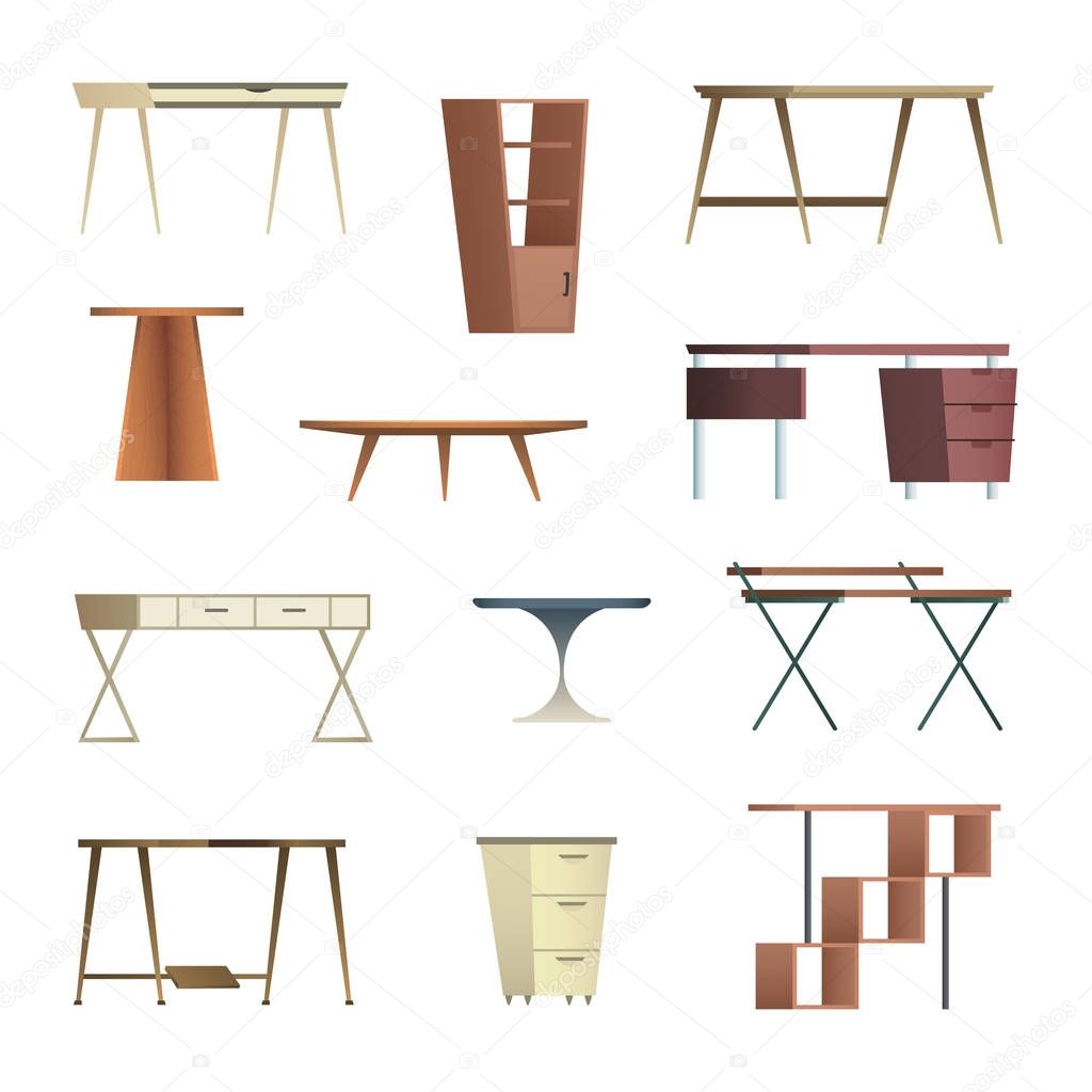 Home and office furniture interiors collection of objects