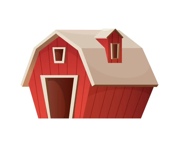 ファーム概念赤い納屋の家。漫画のベクトルのアイコン. — ストックベクタ