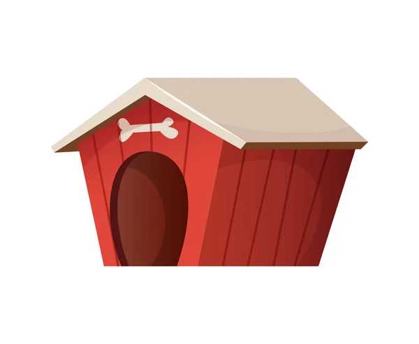 Červené roztomilý pes dům. Kreslený styl obrázku — Stockový vektor