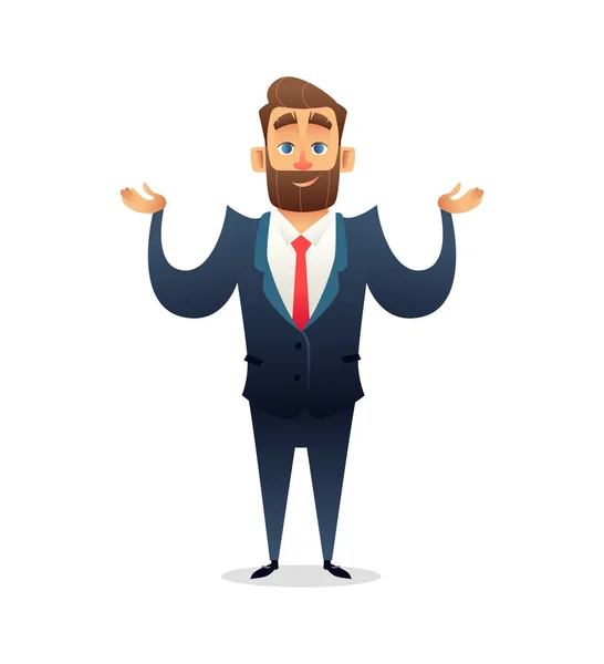 Bewildered Successful beard businessman character. Business concept illustration — Stock Vector