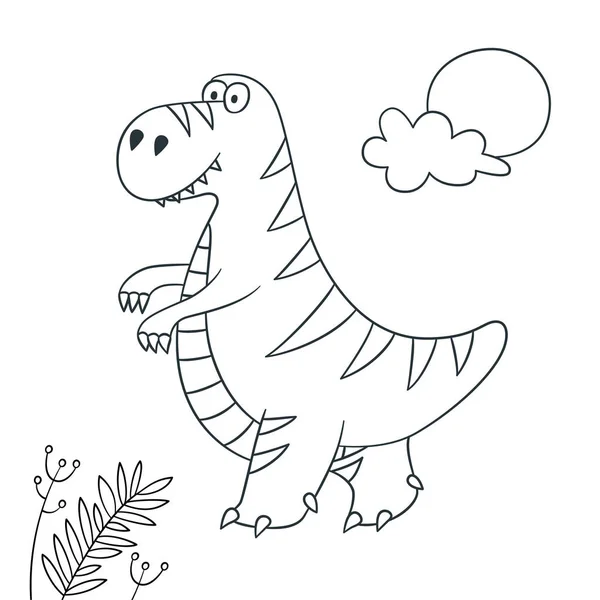 Lindo dinosaurio. Dino Tyrannosaurus Rex. Ilustración vectorial en garabato y estilo de dibujos animados — Archivo Imágenes Vectoriales