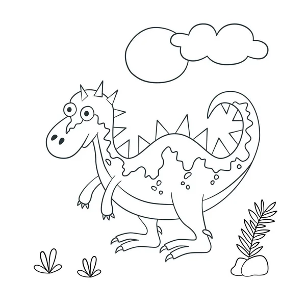 Lindo dinosaurio. ¡Dino! Ilustración vectorial en garabato y estilo de dibujos animados — Vector de stock