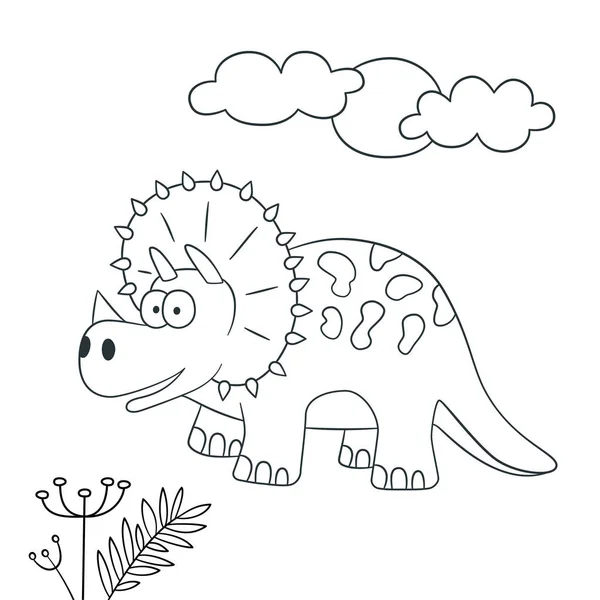 Lindo dinosaurio. Dino triceratops. Ilustración vectorial en garabato y estilo de dibujos animados — Archivo Imágenes Vectoriales