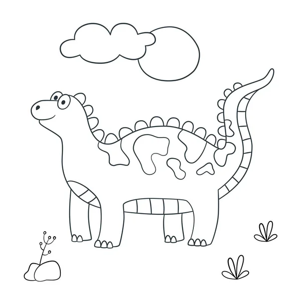 Słodki dinozaur. Dino. Ilustracja wektora w stylu bazgrołów i kreskówek — Wektor stockowy