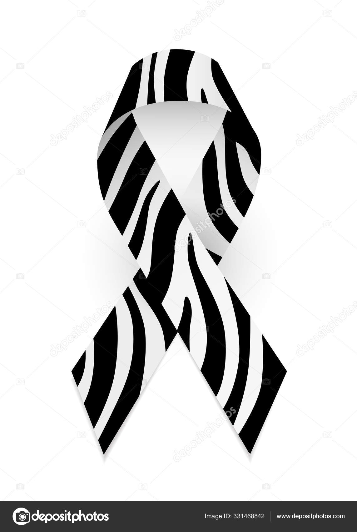 Ehlers Danlos Zebra Print Awareness Ribbon Silver Charm Brac