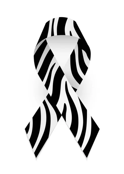 Zebra - print ribbon as symbol of rare-disease awareness, Ehlers-Danlos syndrome. Isolated vector illustration