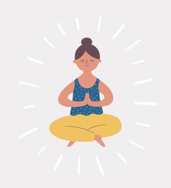 Yoga pozu veren kız. Yoga ve meditasyon yapıyorum. Vektör