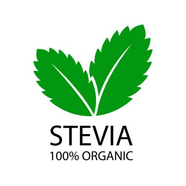 Stevia logo bırakıyor. Doğal organik tatlandırıcı ikonu. Vektör illüstrasyonu