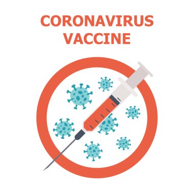 Corona virüsü COVID-19 tıbbi aşı. Coronavirus enjeksiyonu. Antiviral aşıyla birlikte şırınga.