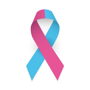 Pembe ve mavi kurdele. Kürtaj karşıtı, kısırlık ve bebek kaybının sembolü olarak renkli saten kurdele..