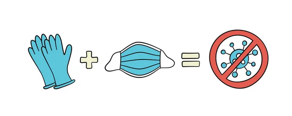 Медицинская маска для лица и латексные перчатки для защиты от коронавируса. — стоковый вектор