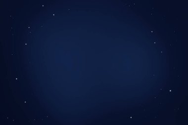 Şekillendirilmiş gece gökyüzü yıldızlarla kaplıdır. Ortasına metin eklemek için bir yer. Soyut mavi resim.