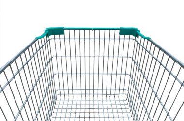 Beyaz arka plan üzerinde alışveriş arabası sepeti