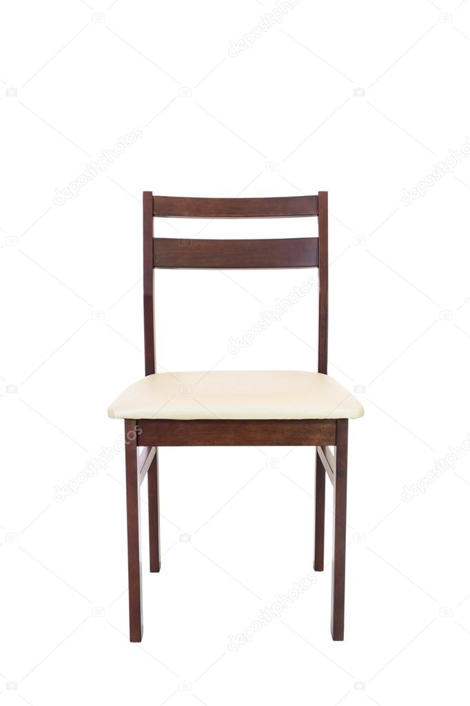 Wooden chair covered leather on white background
