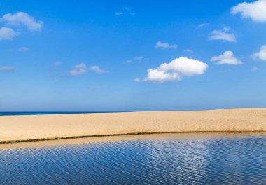 Boş tropikal plaj ve mavi