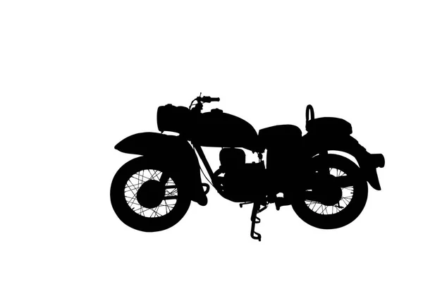 Silhouette schwarzes altes Oldtimer Motorrad — Stockfoto