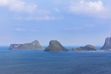 Prachuap Tayland'da defne havadan görünümü tropikal deniz.