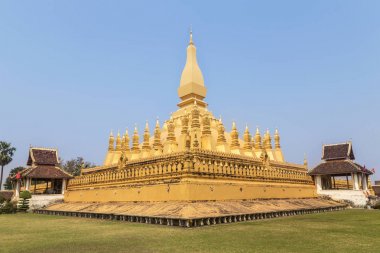 Vientiane, Laos Pdr Phra ki Luang genel golden pagoda Budist tapınağı    