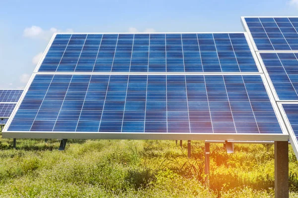 Panele słoneczne alternatywnych źródeł energii odnawialnej ze słońca — Zdjęcie stockowe