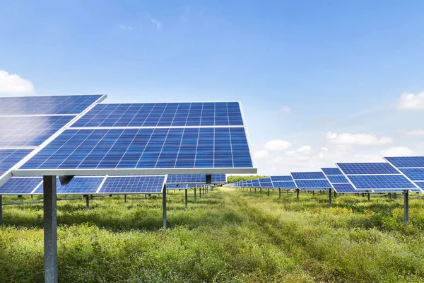 Solar panels in power station — Stock Photo, Image