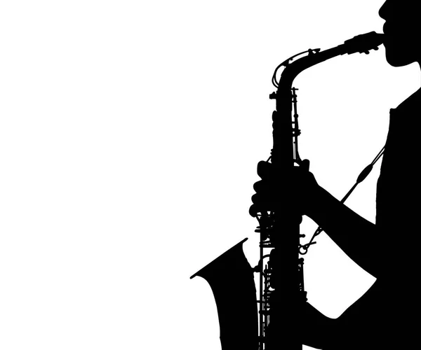 Silhouette woman musician playing the saxophone — Stock Photo, Image