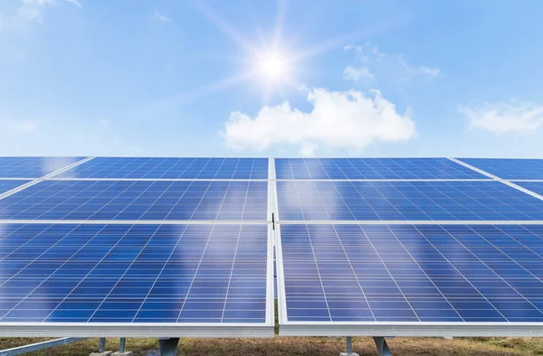 Matriz Solar Módulo Solar Paneles Solares Planta Energía Solar Vez —  Fotos de Stock