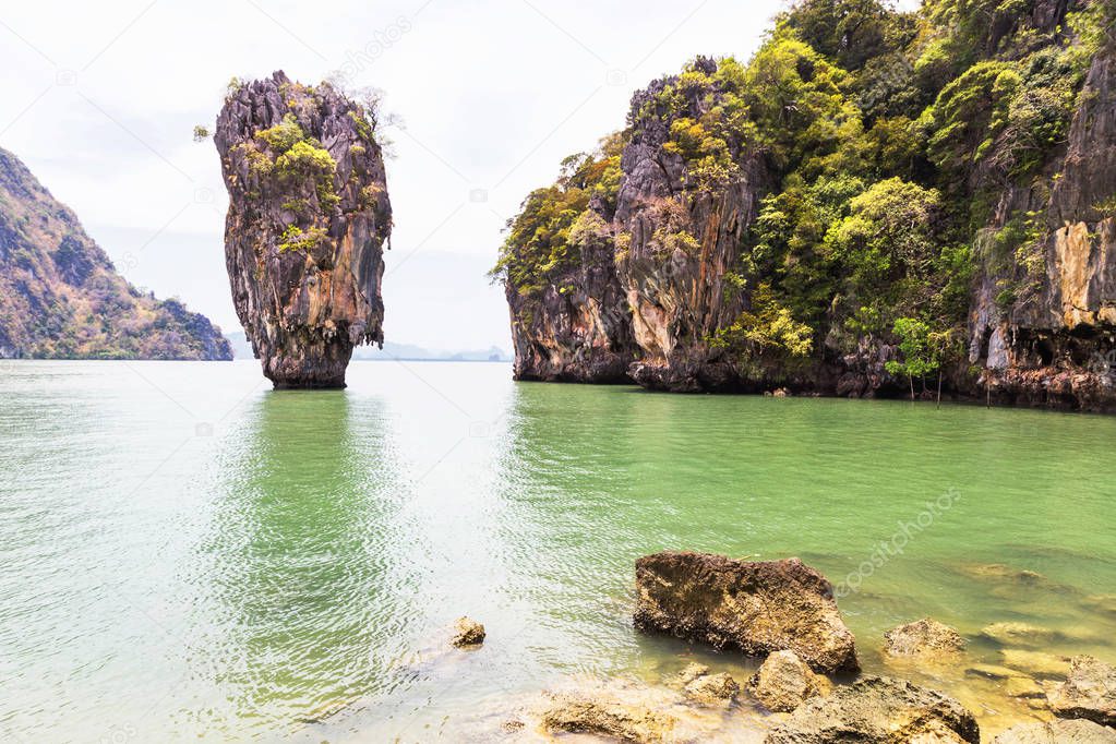 Khao tapu island stand in andaman sea at phang nga bay in Thailand