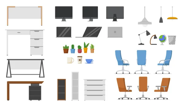 Ofis mobilyaları. çalışma alanı oluşturun. Vektör çizim. beyaz izole