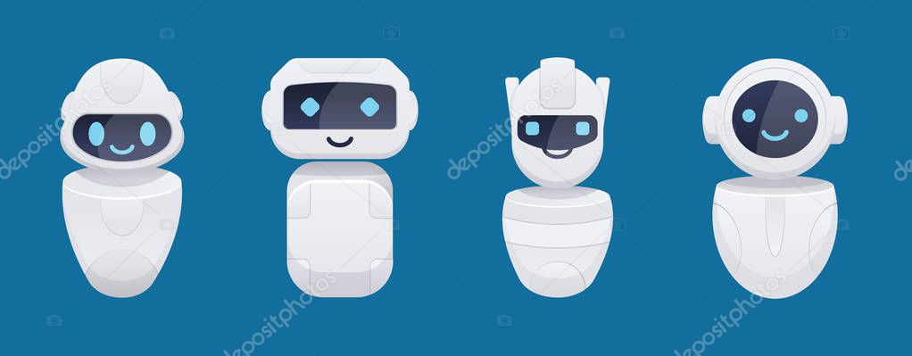 cute chat bot characters set