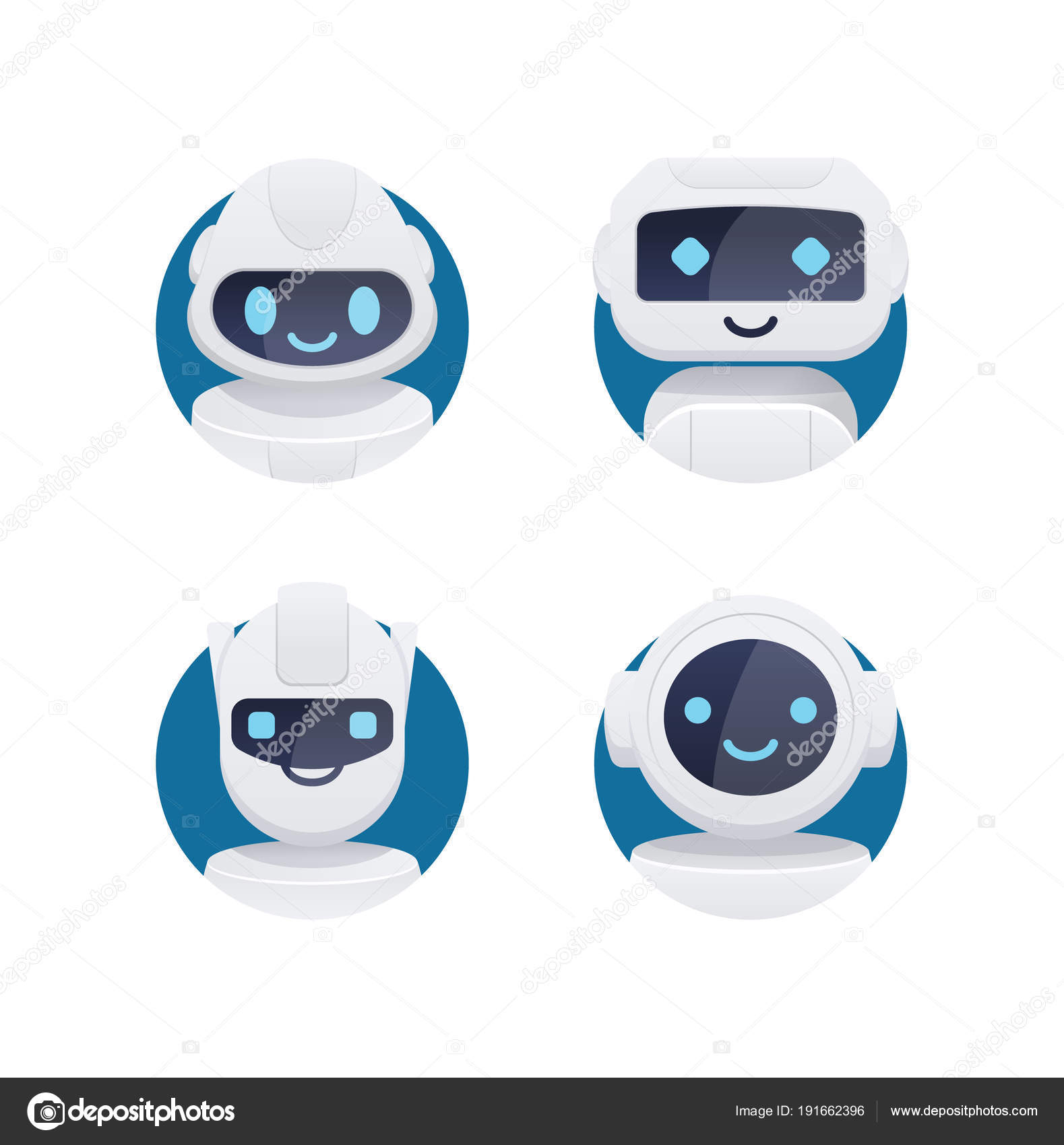 Cute smiling funny robot chat bot Royalty Free Vector Image