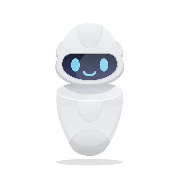 Toekomstige chat bot. robot icoon met blauwe schattige ogen en glimlach. platte vectorillustratie. — Stockvector